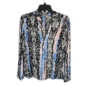 {NY Collection} Women's Mixed Print Long Sleeve Blouse - Size Medium